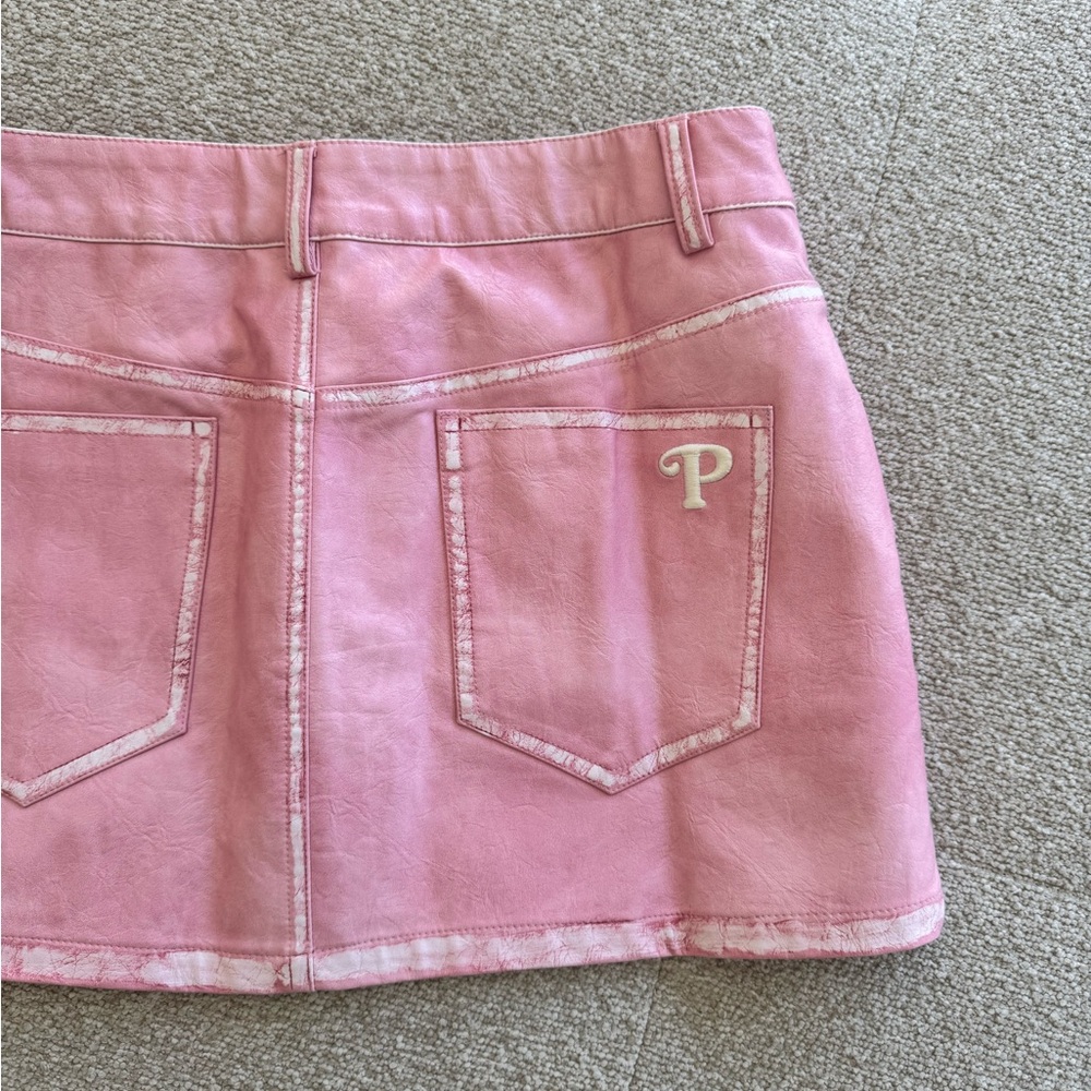 Lisa Says Gah x Polly Pocket Mariah Mini Skirt Pink Faux Leather Size S- NWOT - Picture 6 of 10